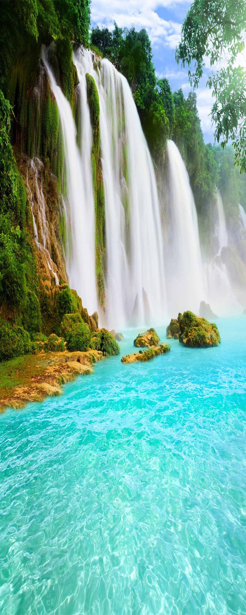 3D Sea Coast Waterfalls 945 Stair Risers Wallpaper AJ Wallpaper