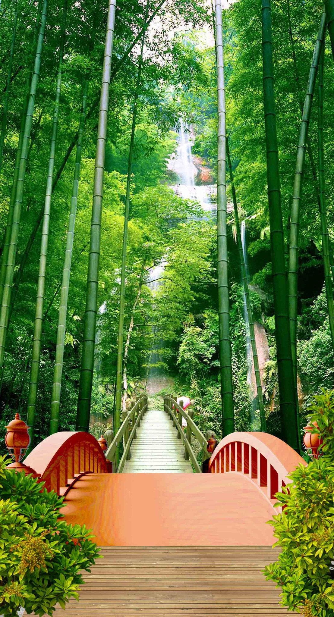3D Bamboos Wood Bridge 944 Stair Risers Wallpaper AJ Wallpaper