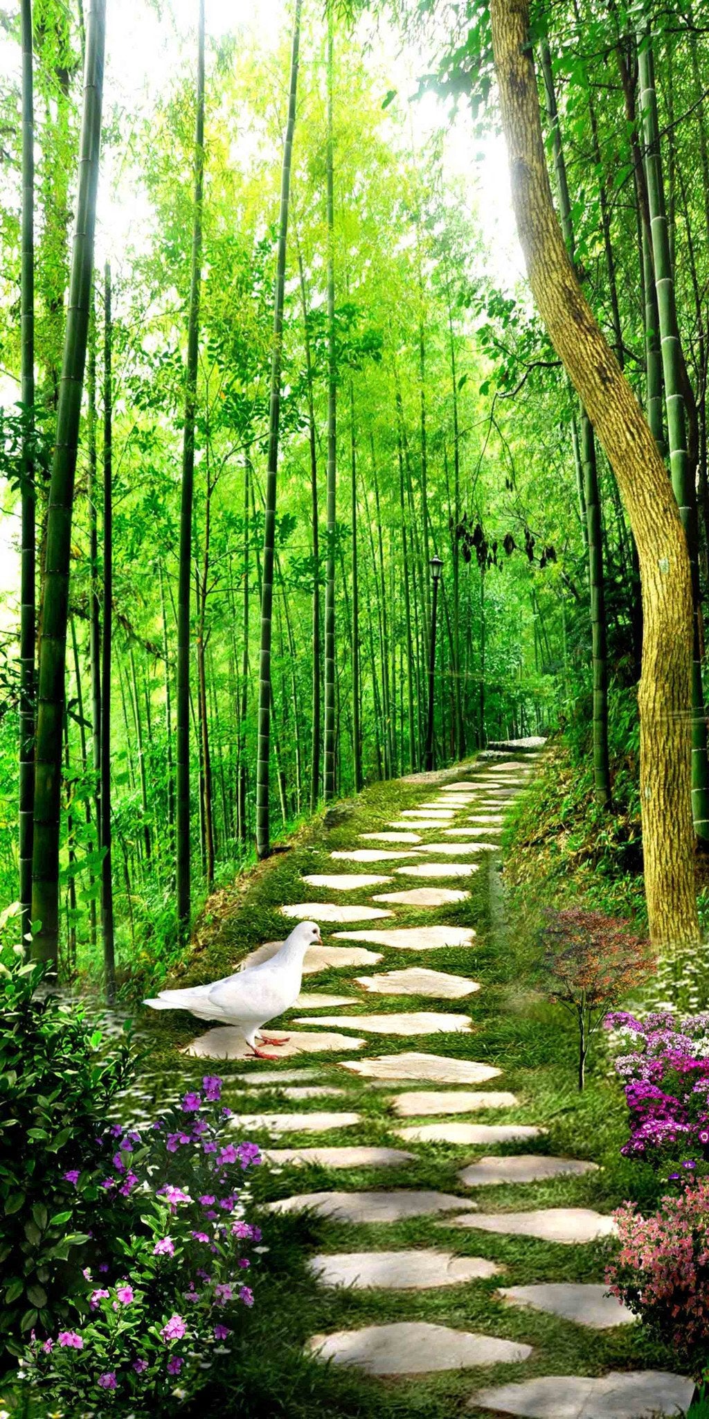 3D Bamboos Stone Road Bird 942 Stair Risers Wallpaper AJ Wallpaper
