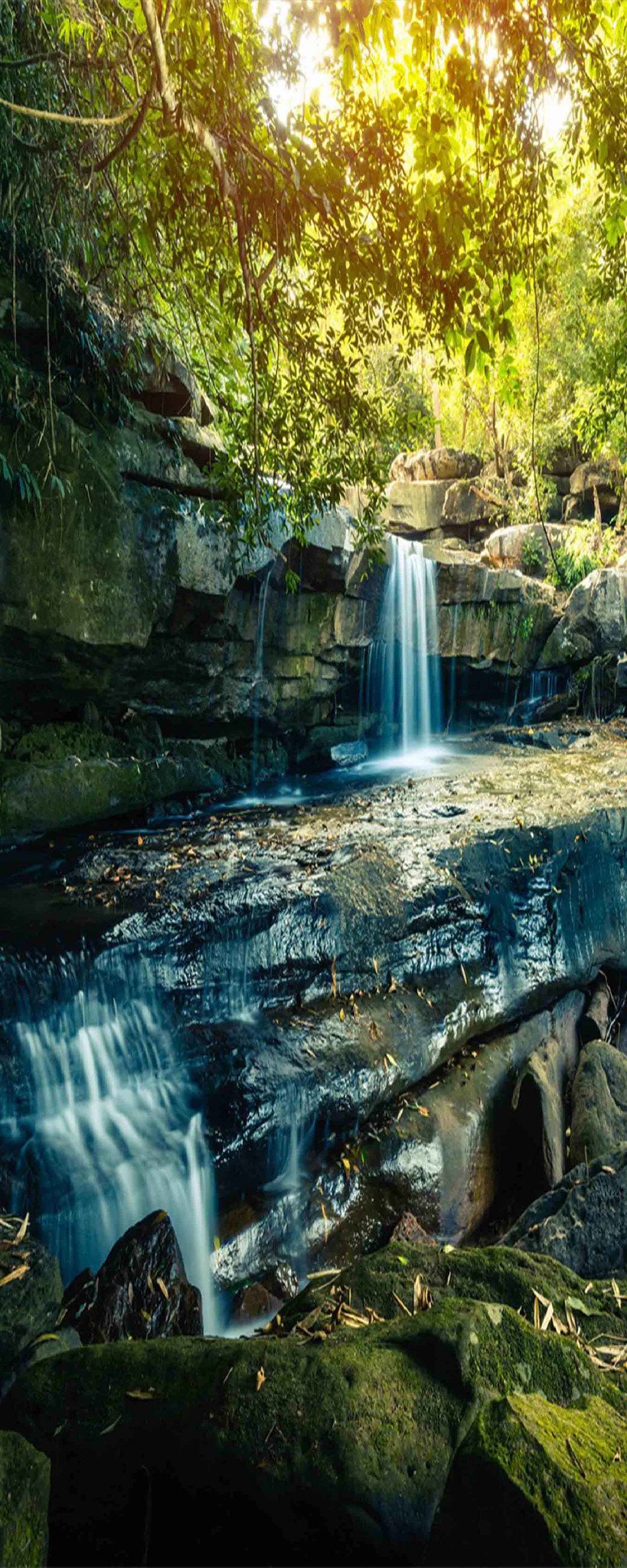 3D Rock Formation Flowing Creek 934 Stair Risers Wallpaper AJ Wallpaper