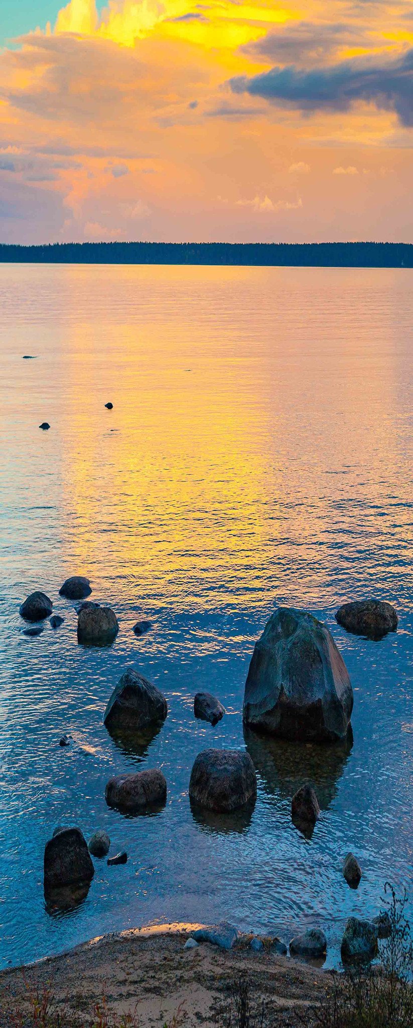 3D Lake Stones Sunset 920 Stair Risers Wallpaper AJ Wallpaper