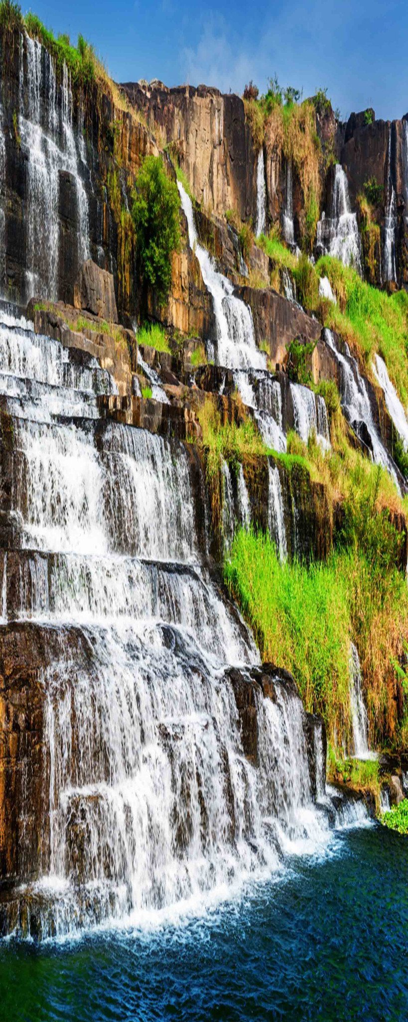 3D Rock Formation Waterfall 921 Stair Risers Wallpaper AJ Wallpaper