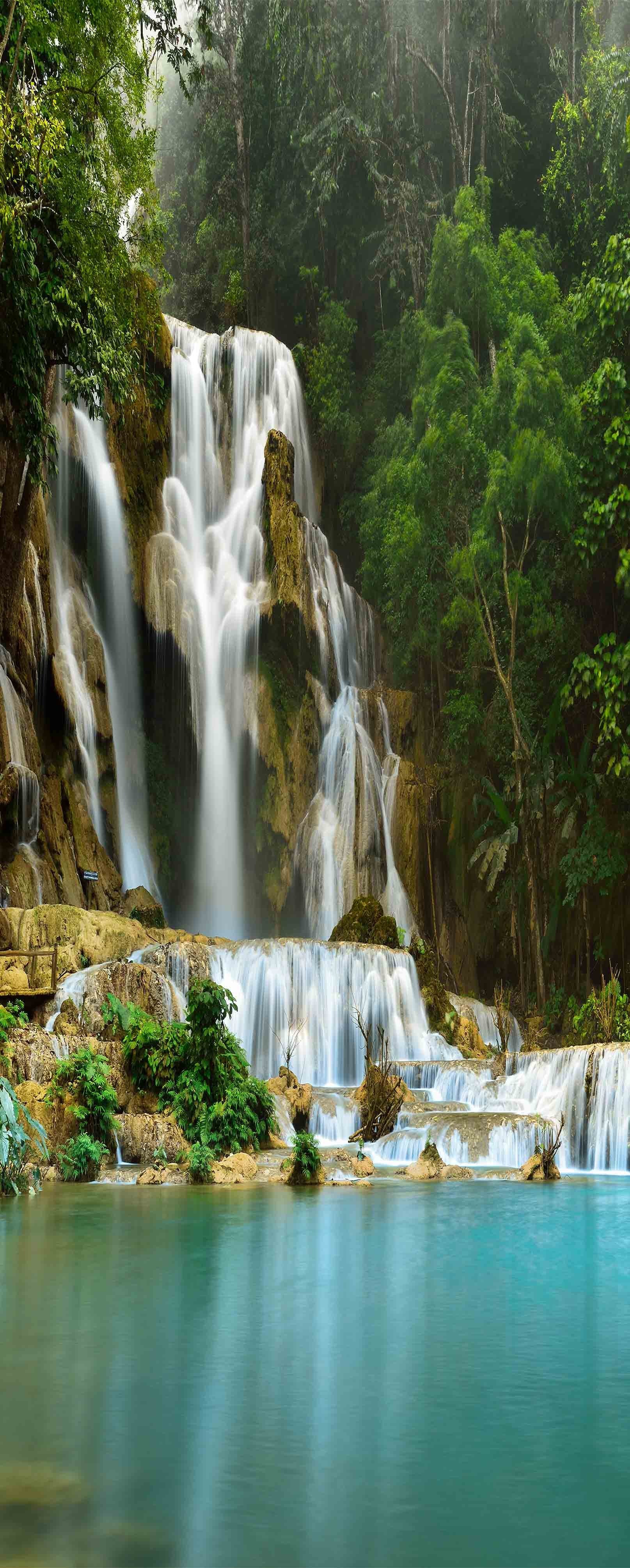 3D Calm Lake Waterfalls 896 Stair Risers Wallpaper AJ Wallpaper