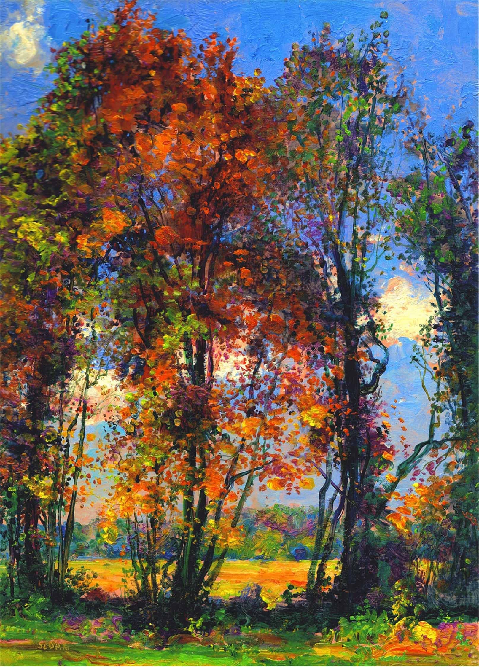 3D Trees Oil Painting 783 Stair Risers Wallpaper AJ Wallpaper