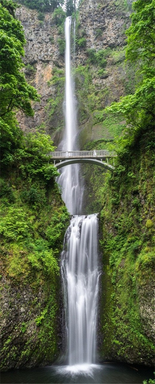 3D waterfalls in the mountains door mural Wallpaper AJ Wallpaper