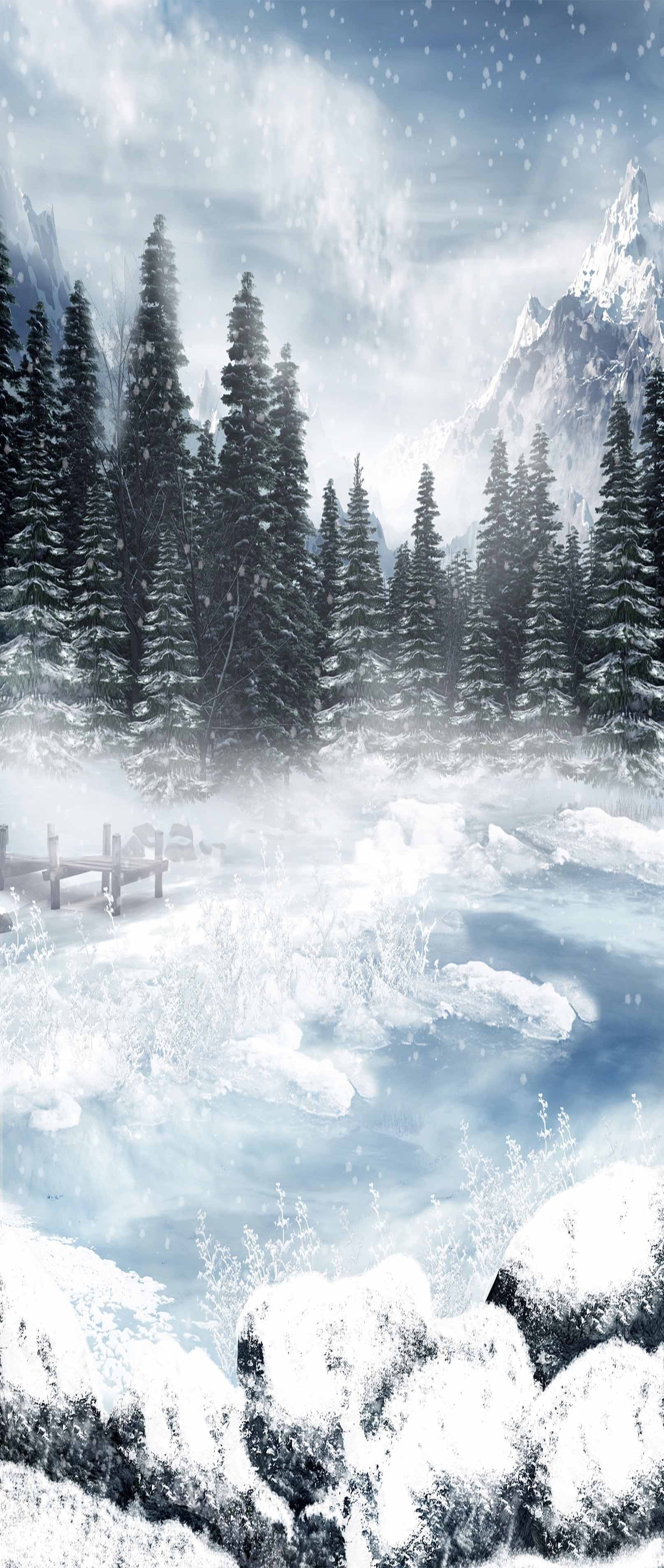 3D Snowing Forest 1252 Stair Risers Wallpaper AJ Wallpaper