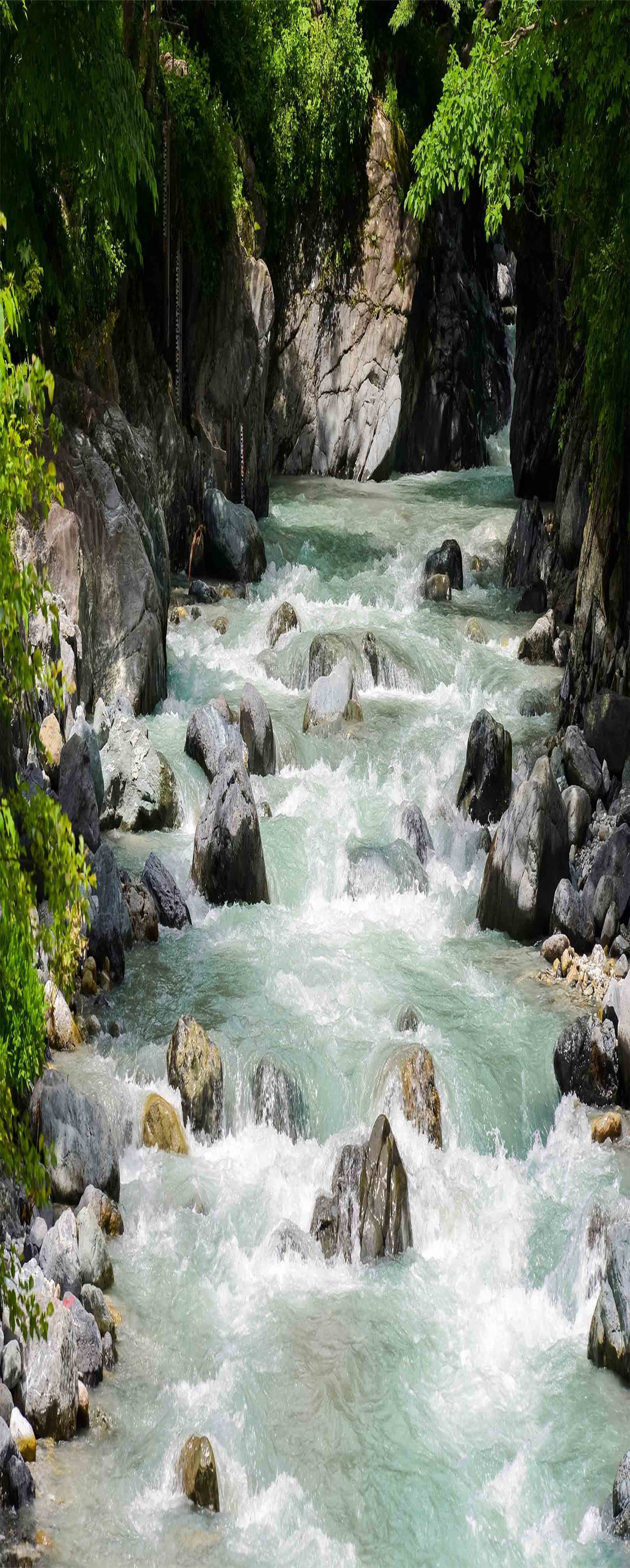 3D River Cliffs 1208 Stair Risers Wallpaper AJ Wallpaper