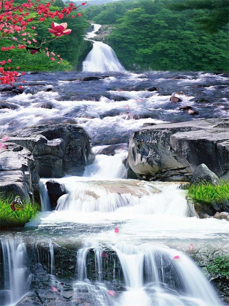 3D Mountain Stony River 82 Stair Risers Wallpaper AJ Wallpaper