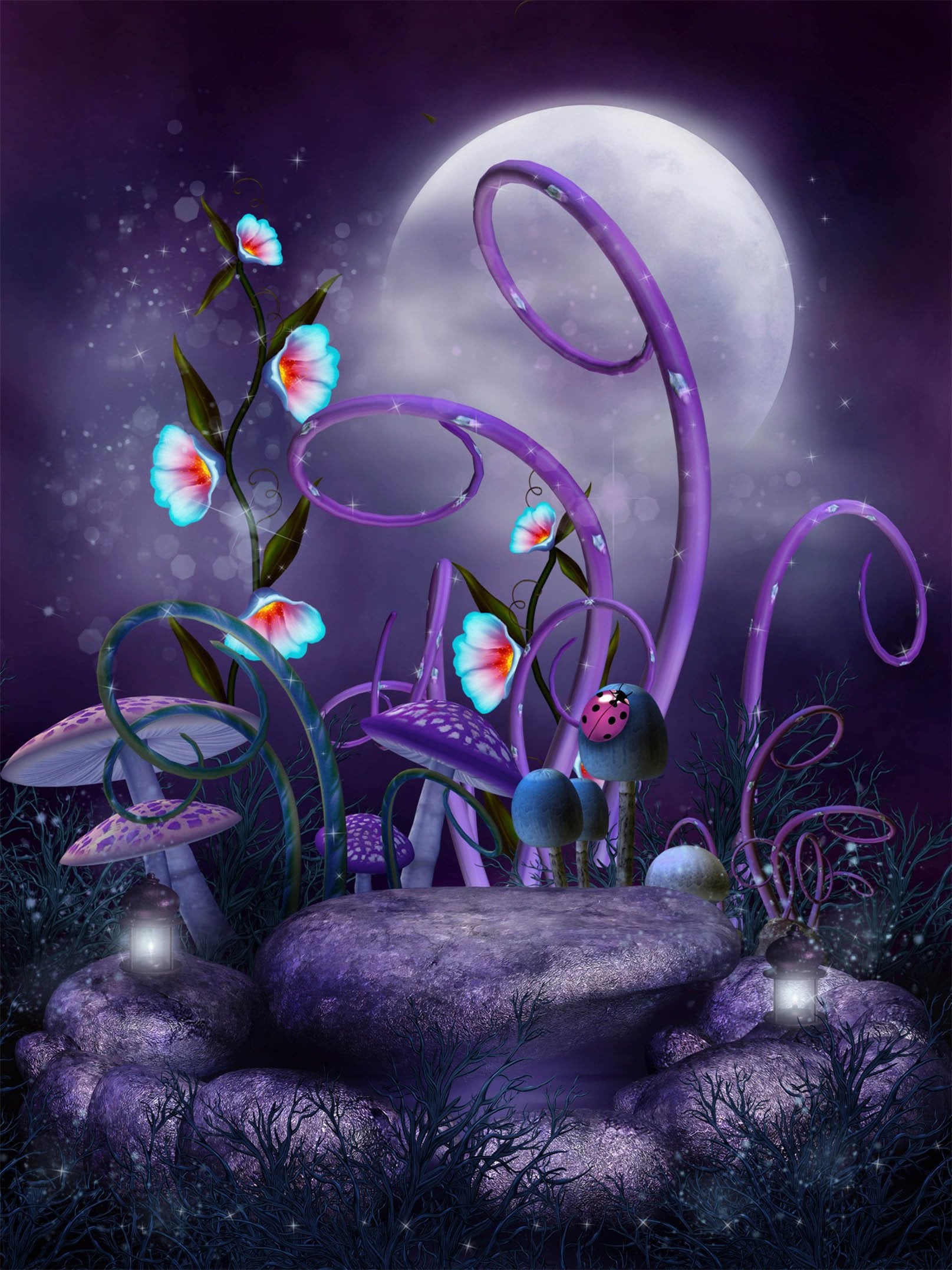 3D Flowers Mushrooms 1176 Stair Risers Wallpaper AJ Wallpaper