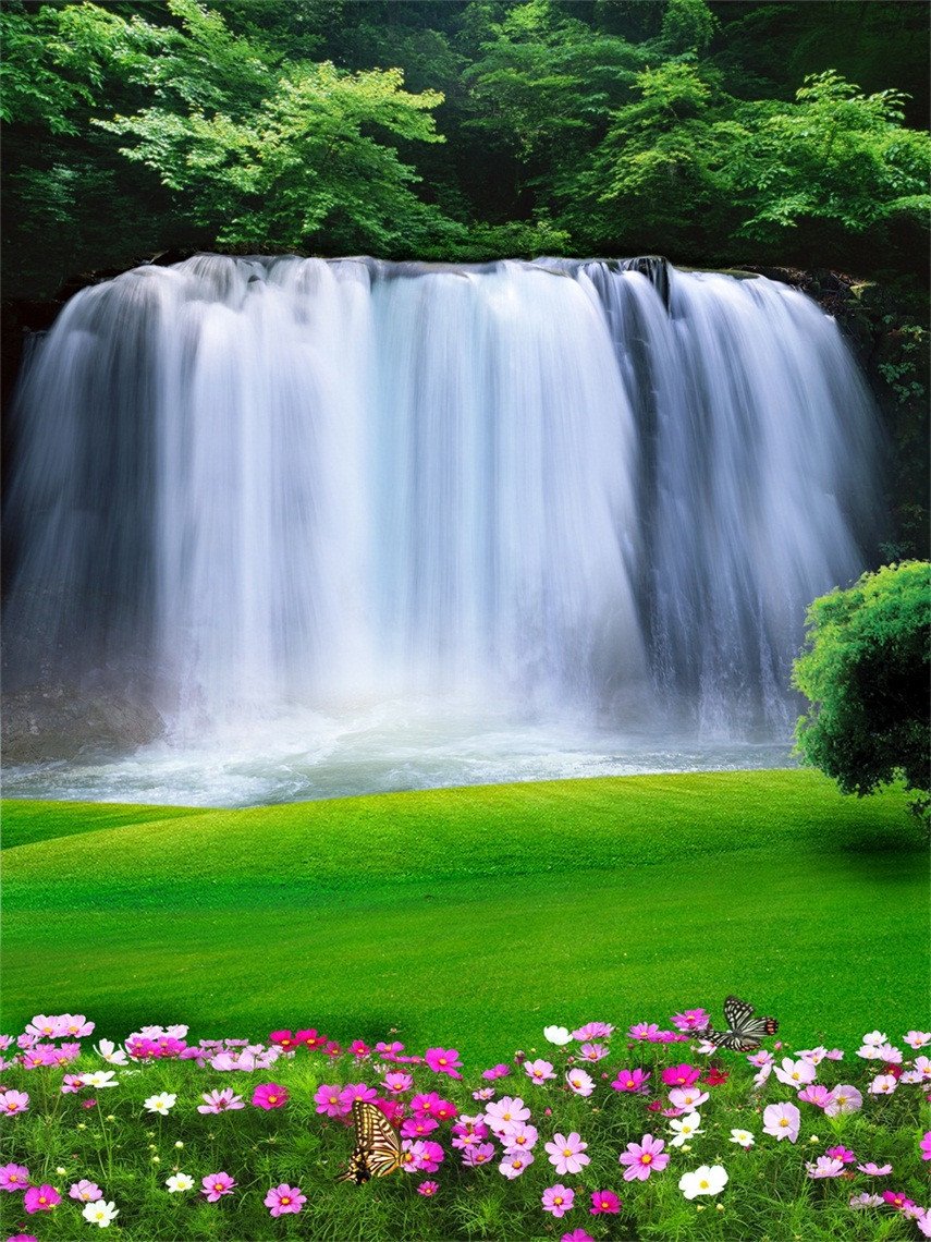 3D Grassland Waterfall 109 Stair Risers Wallpaper AJ Wallpaper
