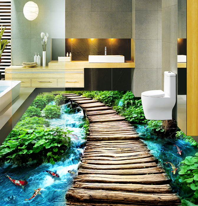 3D Wooden Bridge 357 Floor Mural Wallpaper Murals Rug & Mat Print Epoxy waterproof bath floor
