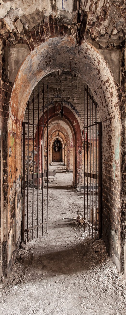 3D iron gate passageway stone cavern door mural Wallpaper AJ Wallpaper