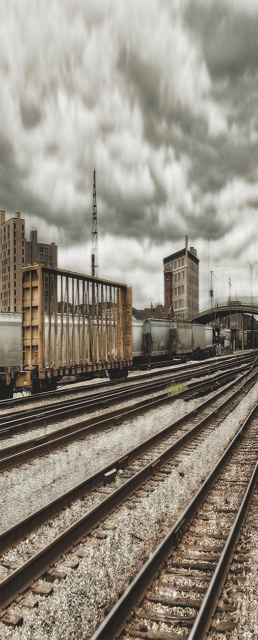 3D house on the edge of a railway track door mural Wallpaper AJ Wallpaper