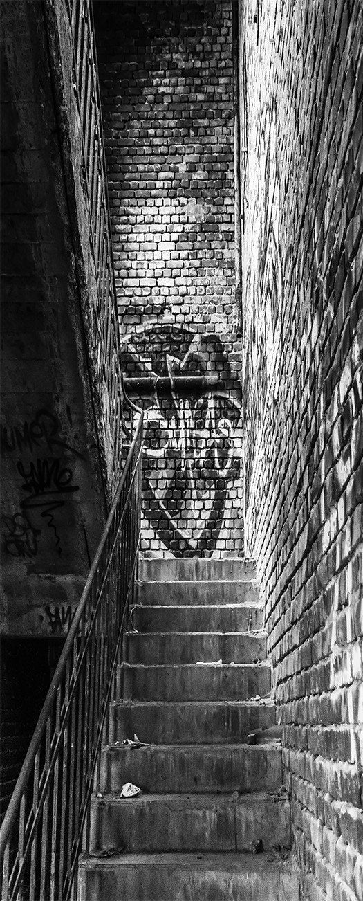 3D handrail stairs stone brick door mural Wallpaper AJ Wallpaper