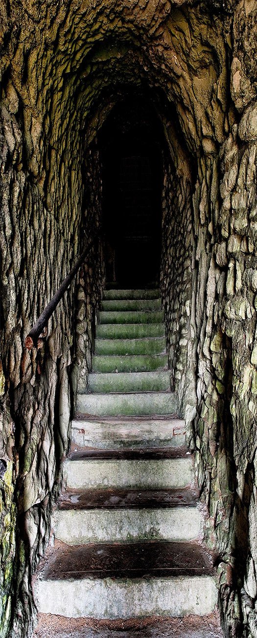 3D stairs in the dark stone door mural Wallpaper AJ Wallpaper