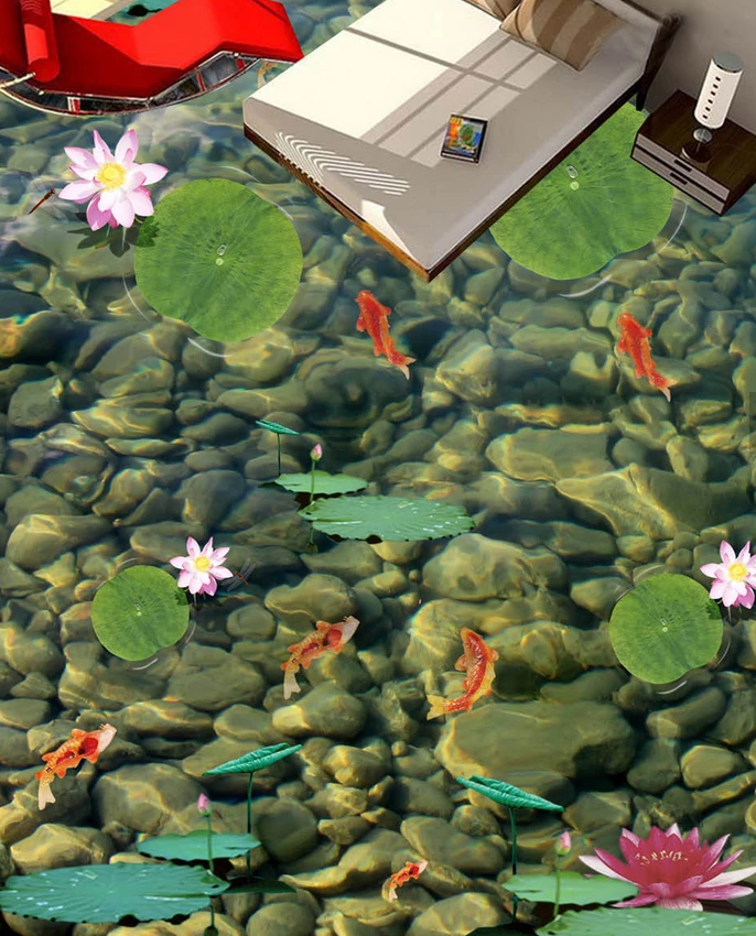 3D Pond Koi 539 Floor Mural Wallpaper Murals Rug & Mat Print Epoxy waterproof bath floor