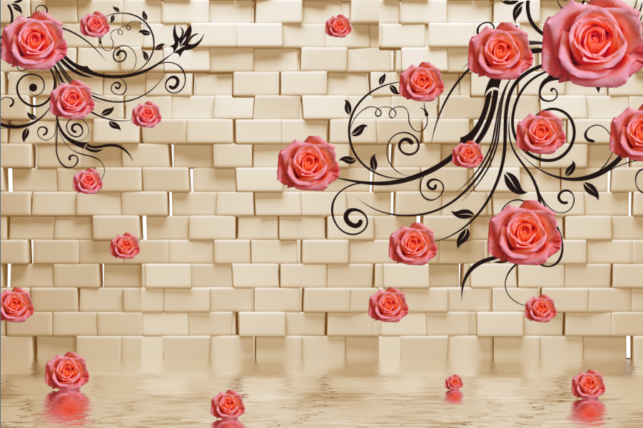 Elegant Flowers And Bricks Wallpaper AJ Wallpaper 2