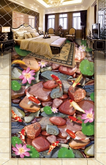 3D Stone Lotus 320 Floor Mural Wallpaper AJ Wallpaper 2