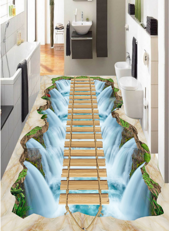 3D Rocking Wooden Bridge 083 Floor Mural Wallpaper AJ Wallpaper 2
