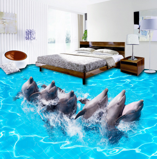 3D Dancing Dolphins Floor Mural Wallpaper AJ Wallpaper 2