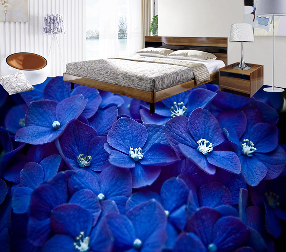 3D Dark Blue Flower 543 Floor Mural Wallpaper Murals Rug & Mat Print Epoxy waterproof bath floor