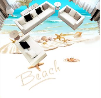 3D Romantic Beach 010 Floor Mural Wallpaper AJ Wallpaper 2