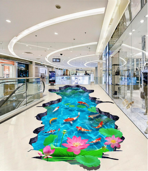 3D Lotus 273 Floor Mural Wallpaper AJ Wallpaper 2