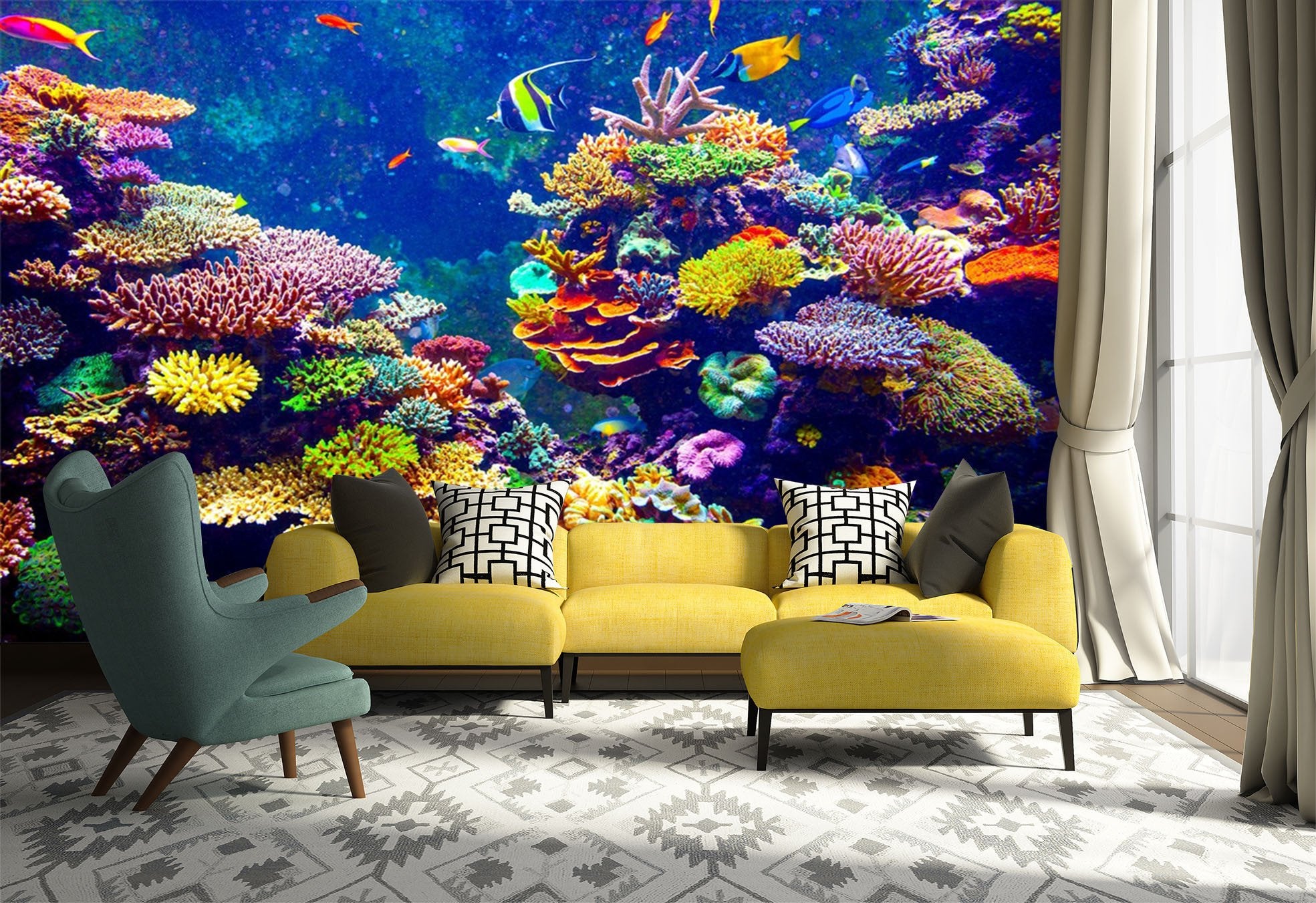 3D Seabed Fish Swimming 639 Wallpaper AJ Wallpaper