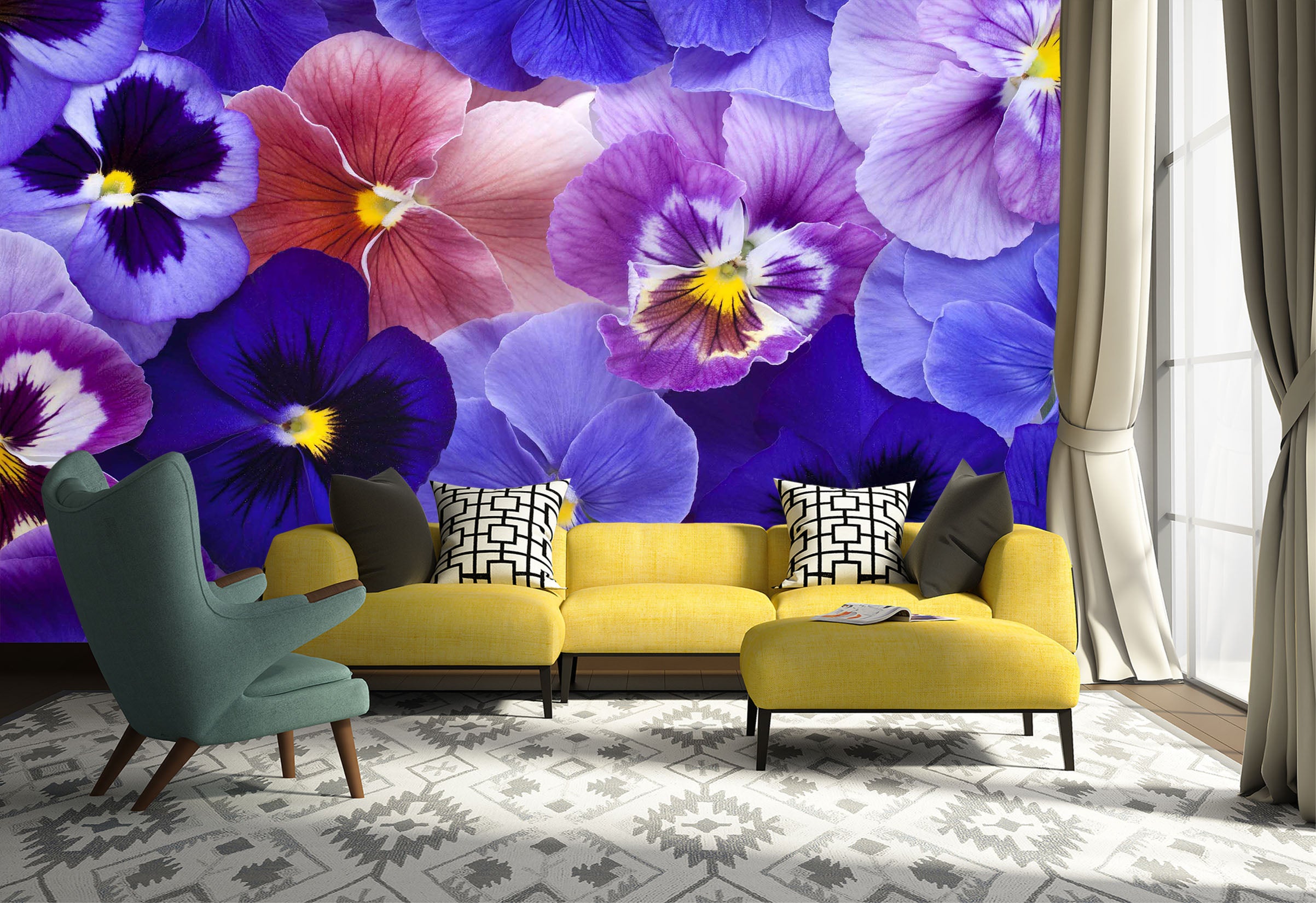 3D Purple Flowers 1015 Wall Murals