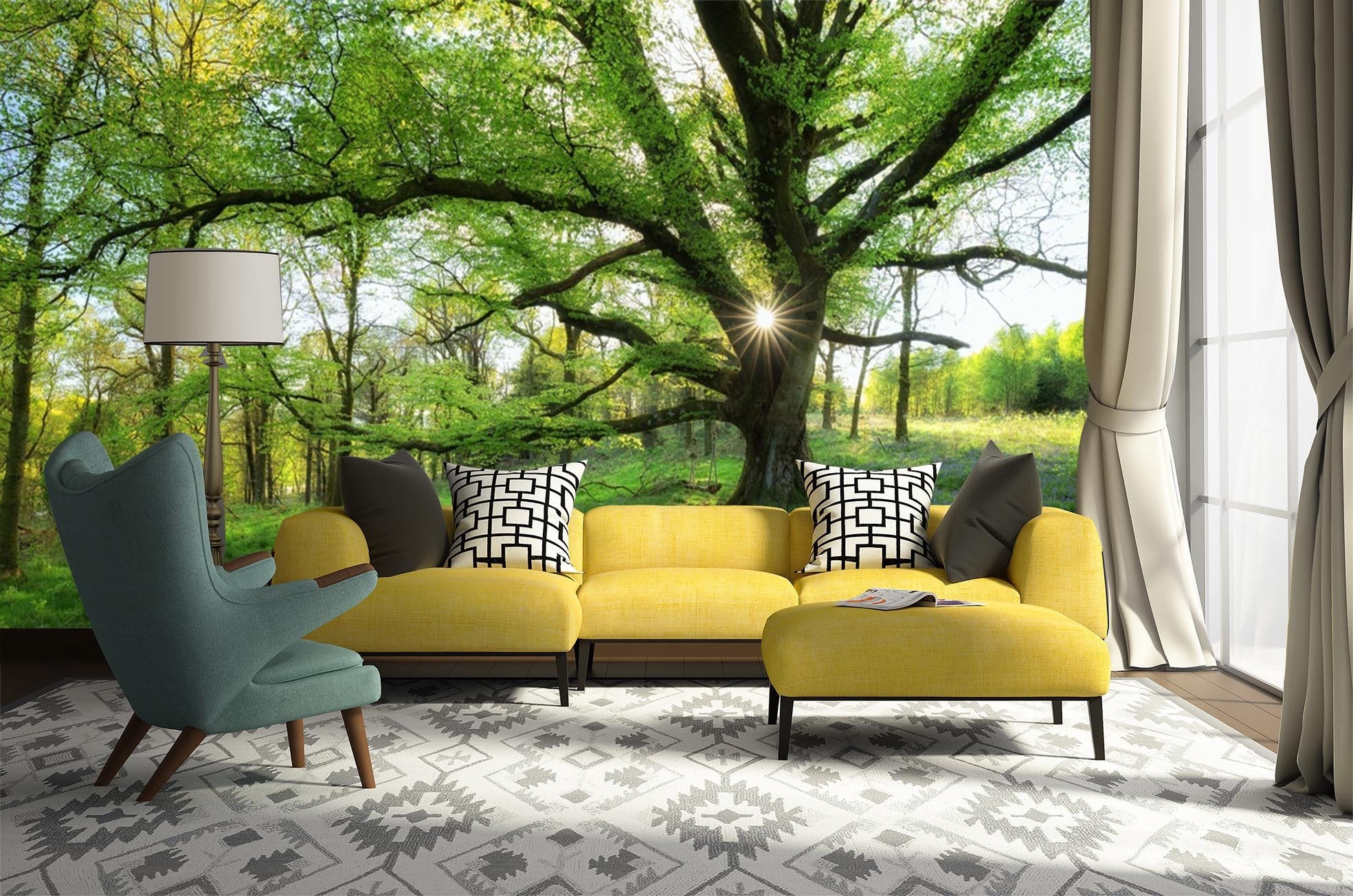 3D Sunshine Trees 659 Wallpaper AJ Wallpaper