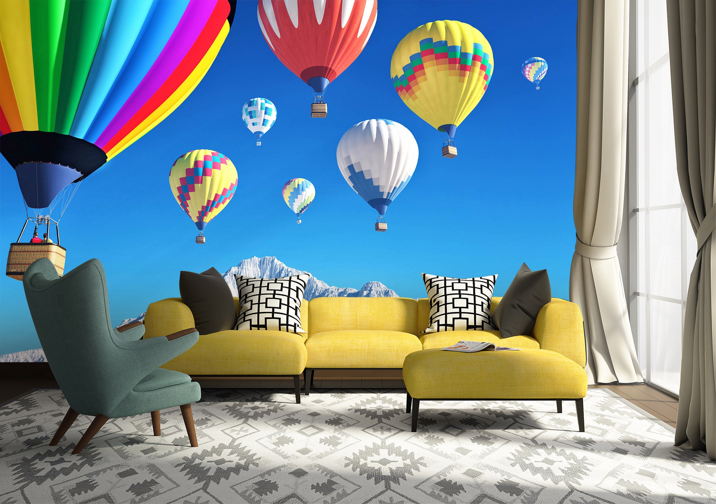 3D Balloon Take Off 1026 Wall Murals