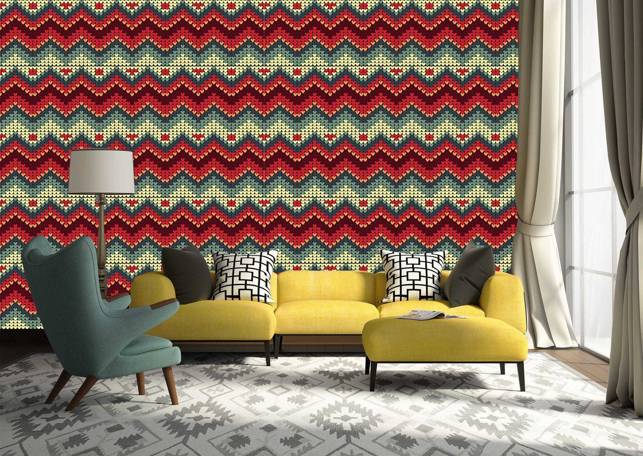 3D Red Wave Pattern 096 Wallpaper AJ Wallpaper