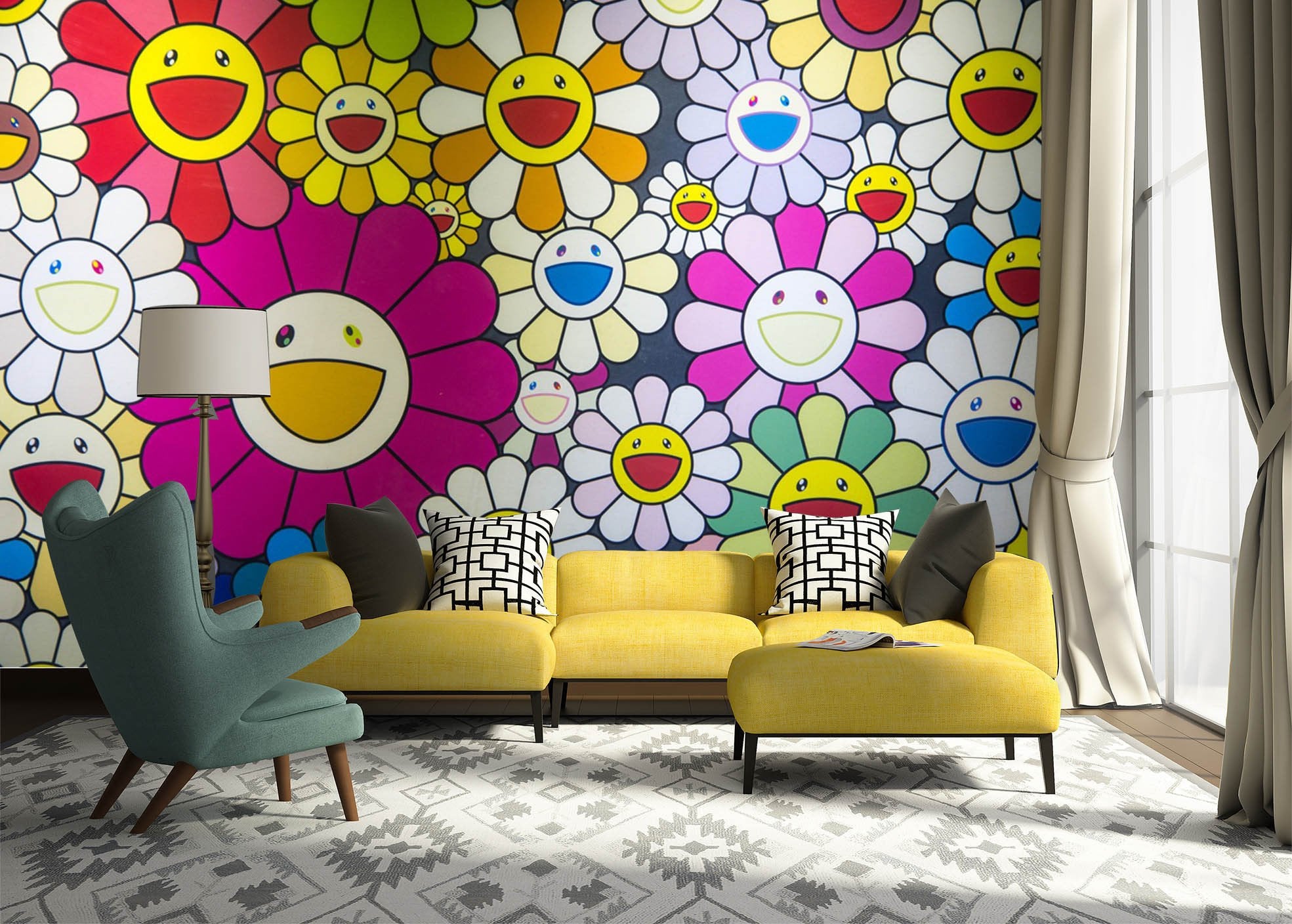 3D Colorful Sunflower 534 Wallpaper AJ Wallpaper