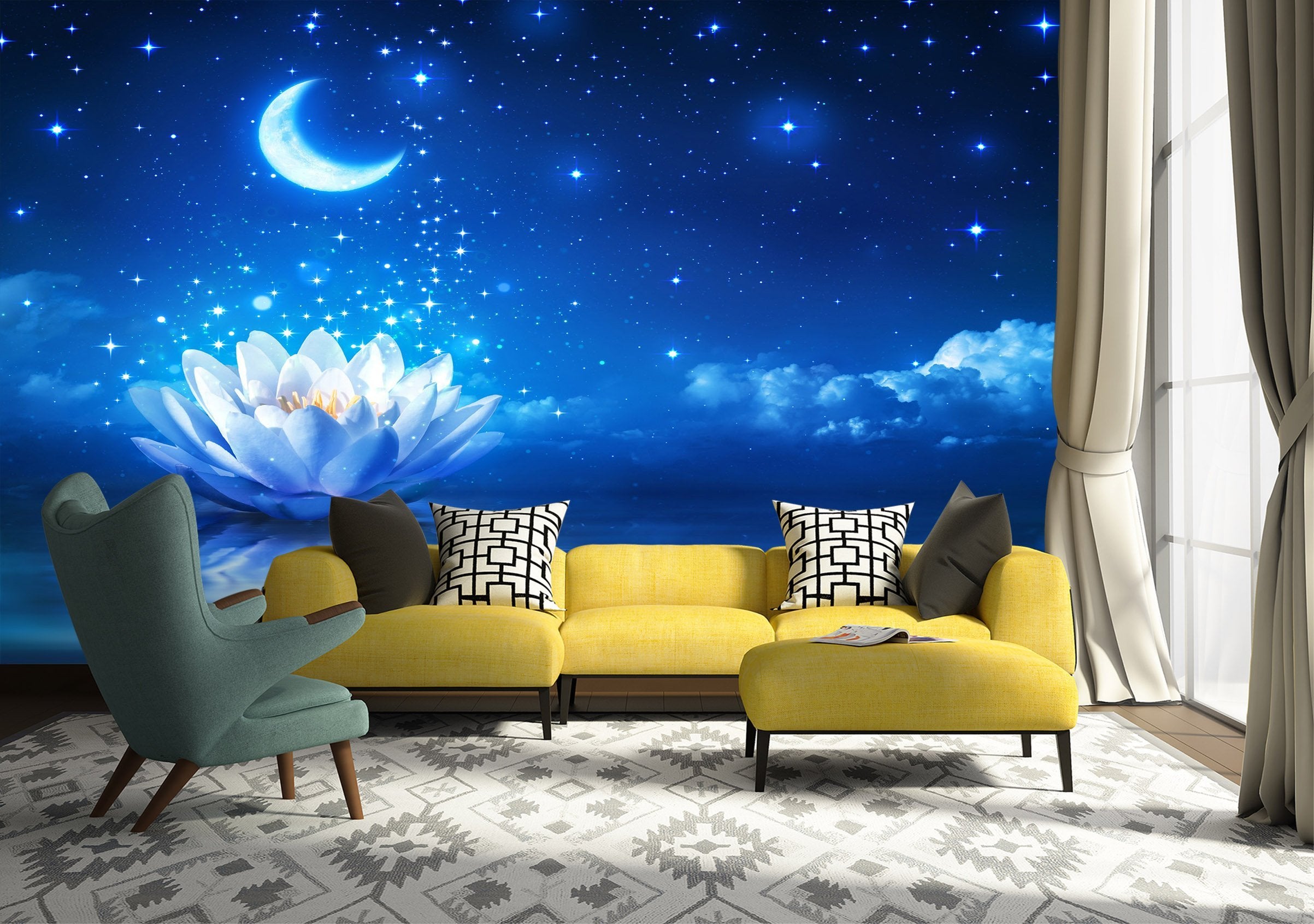 3D Moon Lotus 665 Wallpaper AJ Wallpaper