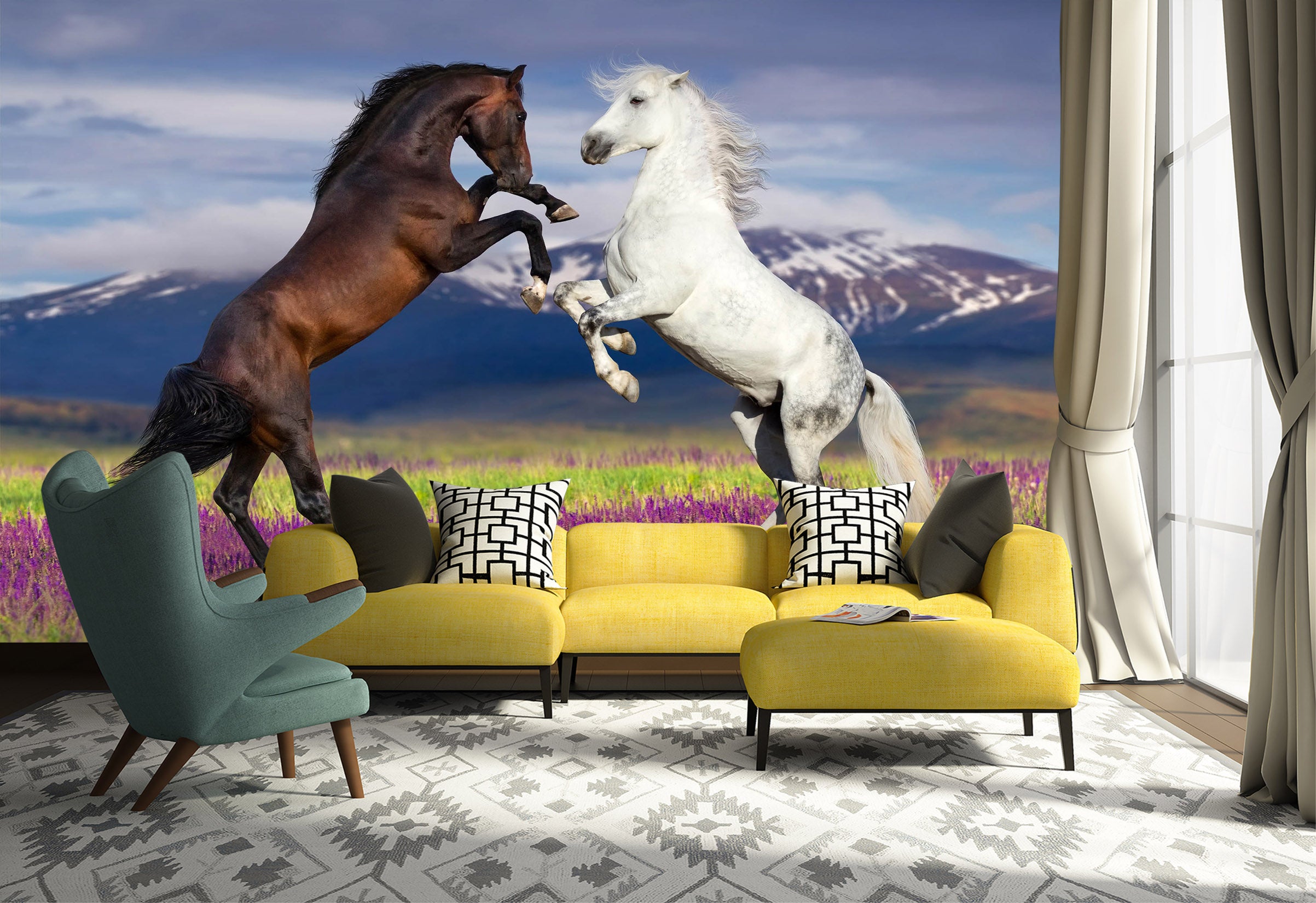 3D Two Horses 1063 Wall Murals
