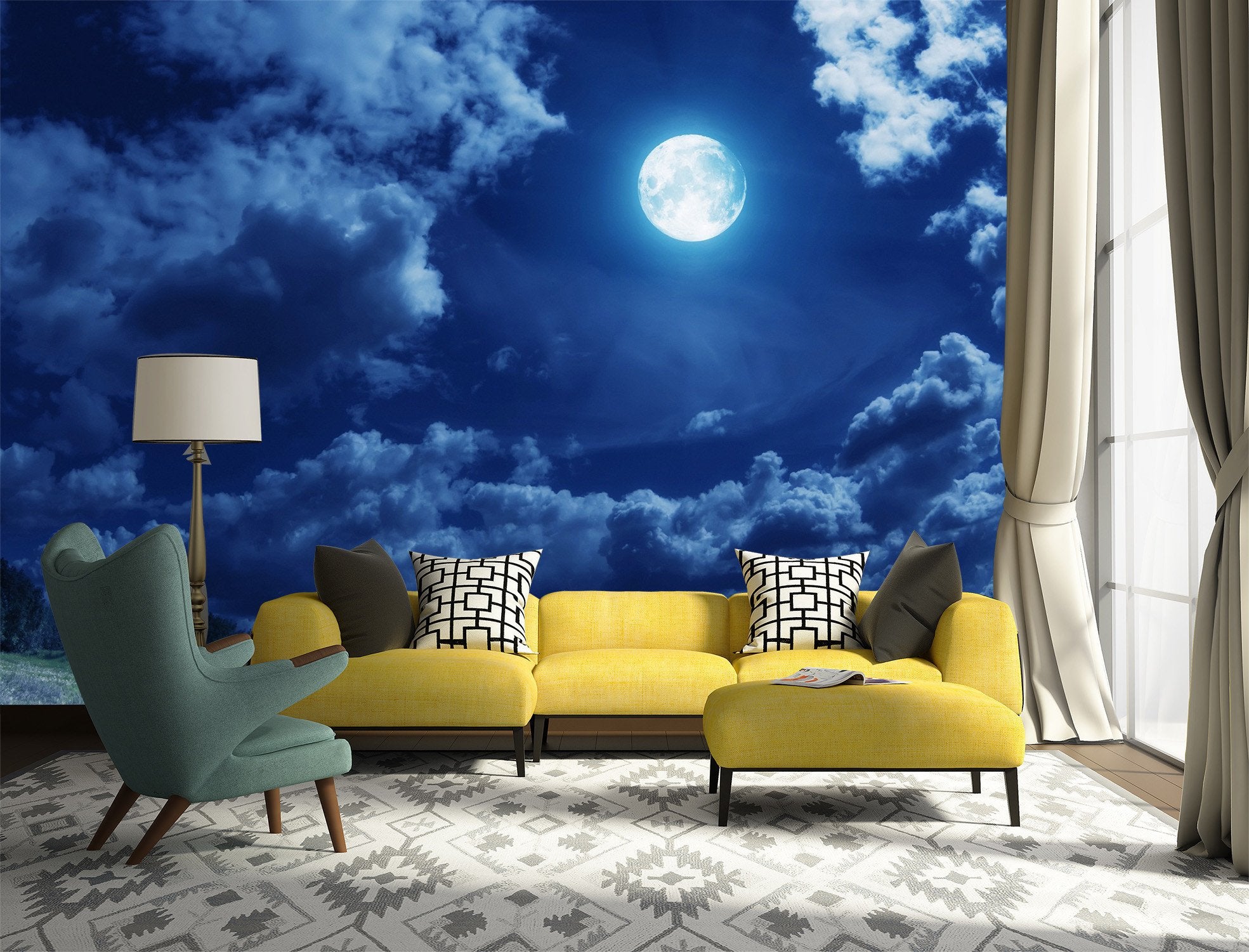 3D Bright Moon Sky 239 Wallpaper AJ Wallpaper