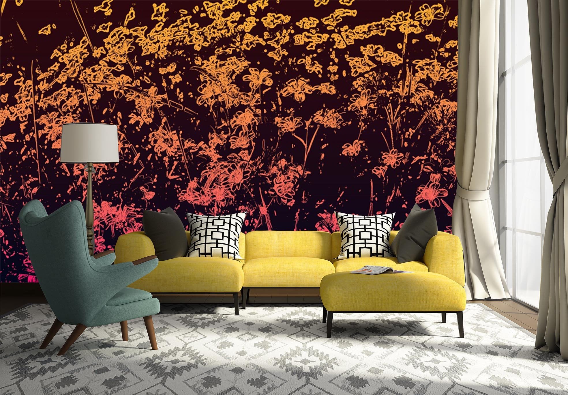 3D Hot Fire Flower 231 Wallpaper AJ Wallpaper