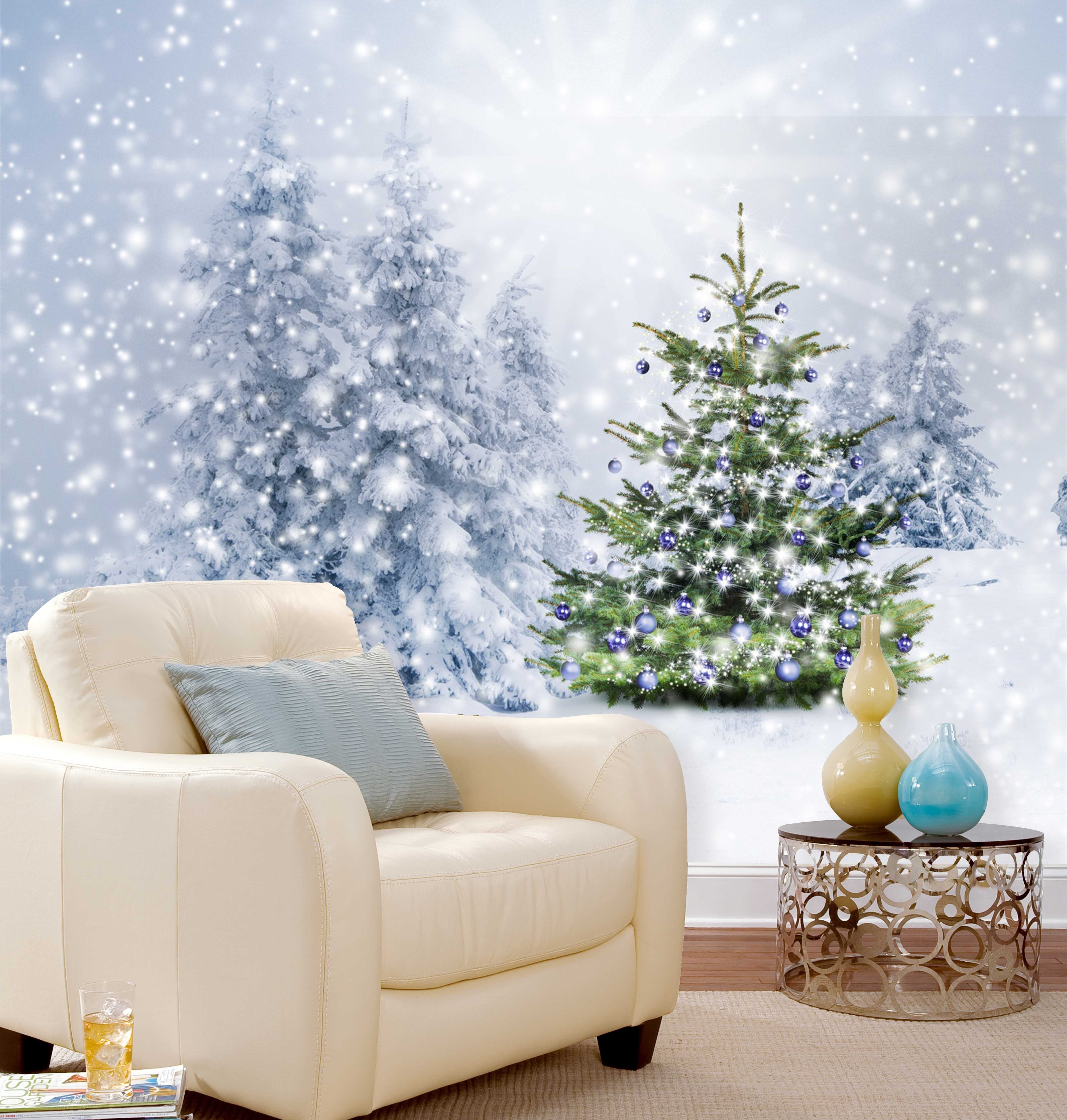 3D Snowing Tree 012 Wallpaper AJ Wallpaper