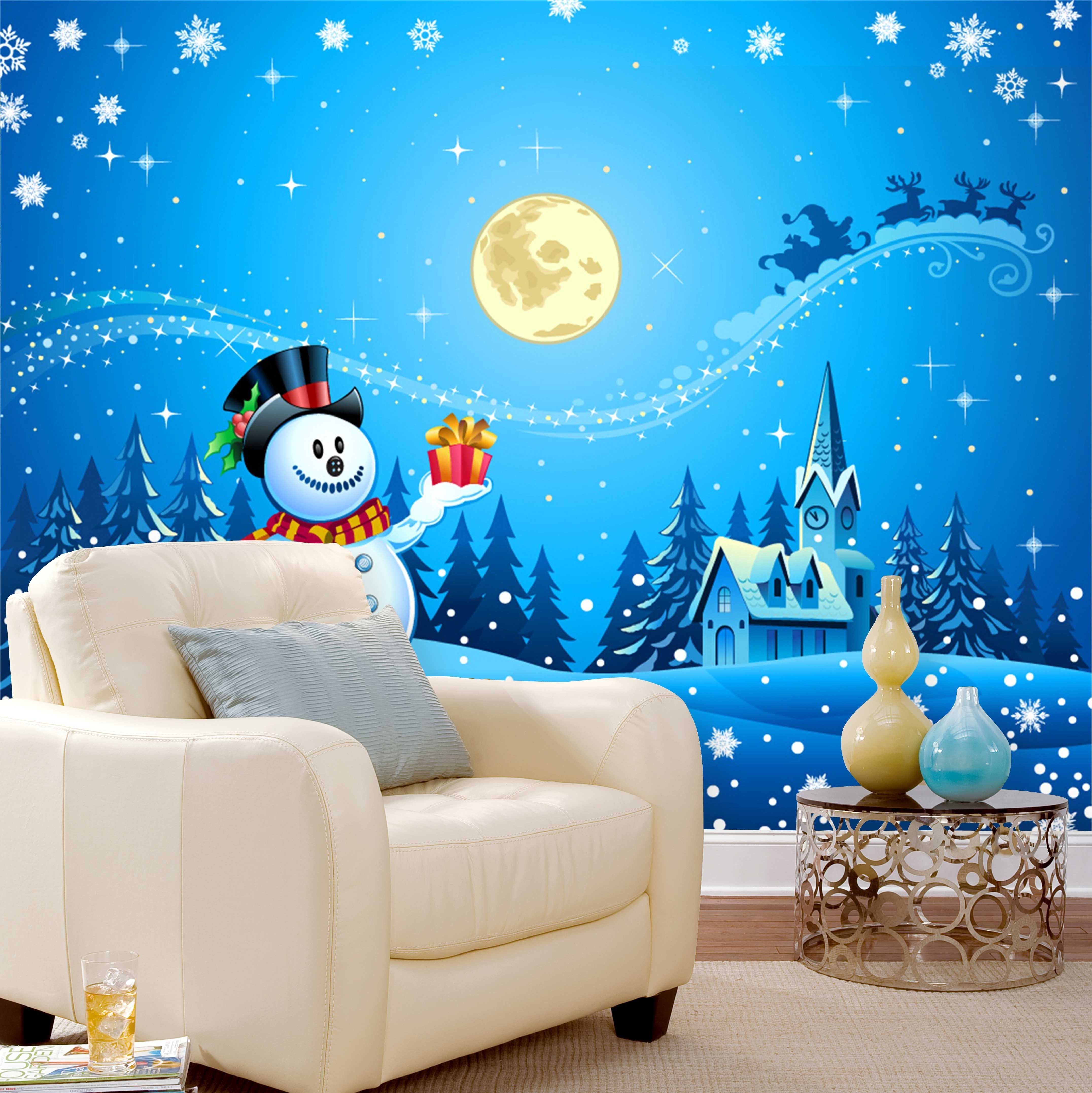 3D Moon Snowman 005 Wallpaper AJ Wallpaper