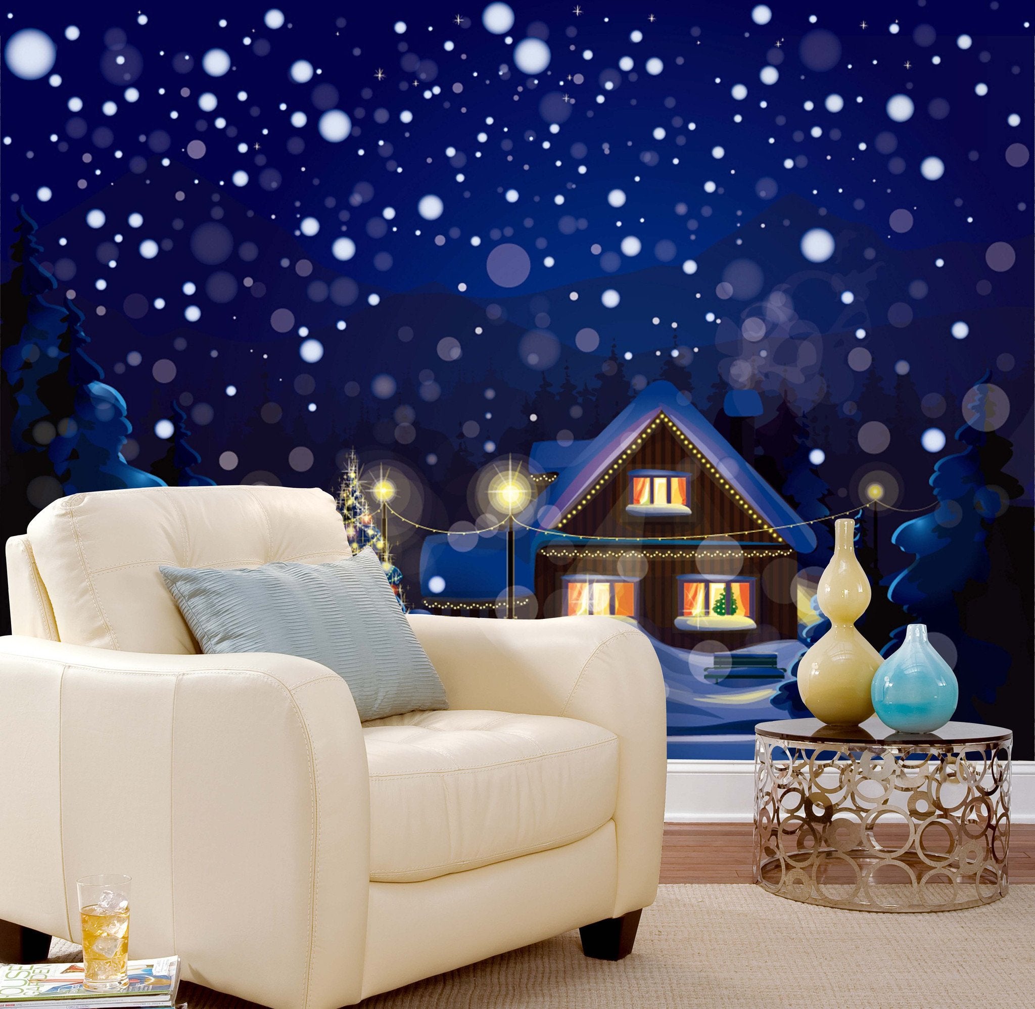 3D Christmas Snowflake Drift Hut 663 Wallpaper AJ Wallpaper