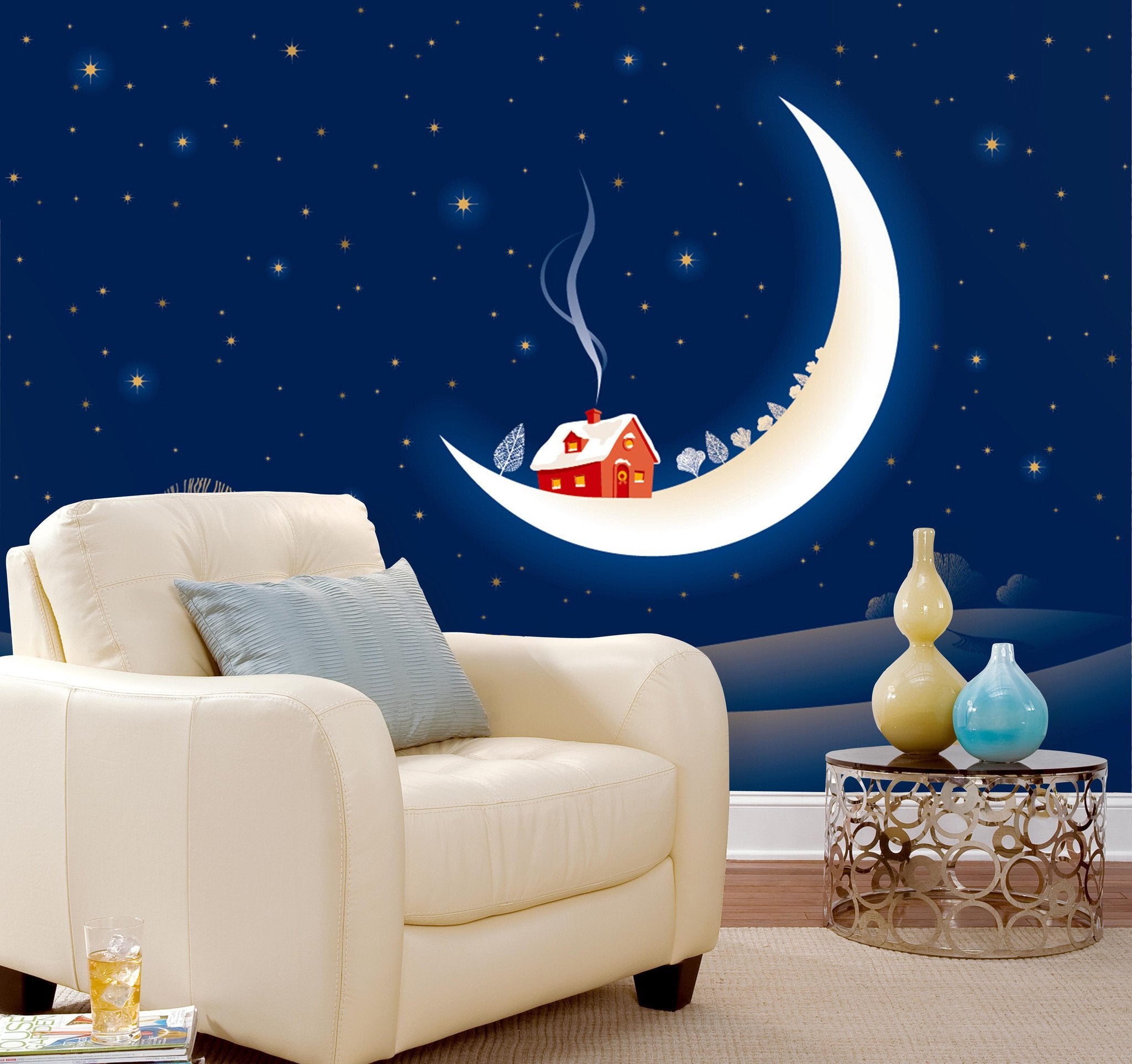 3D Christmas Moon Hut 638 Wallpaper AJ Wallpaper