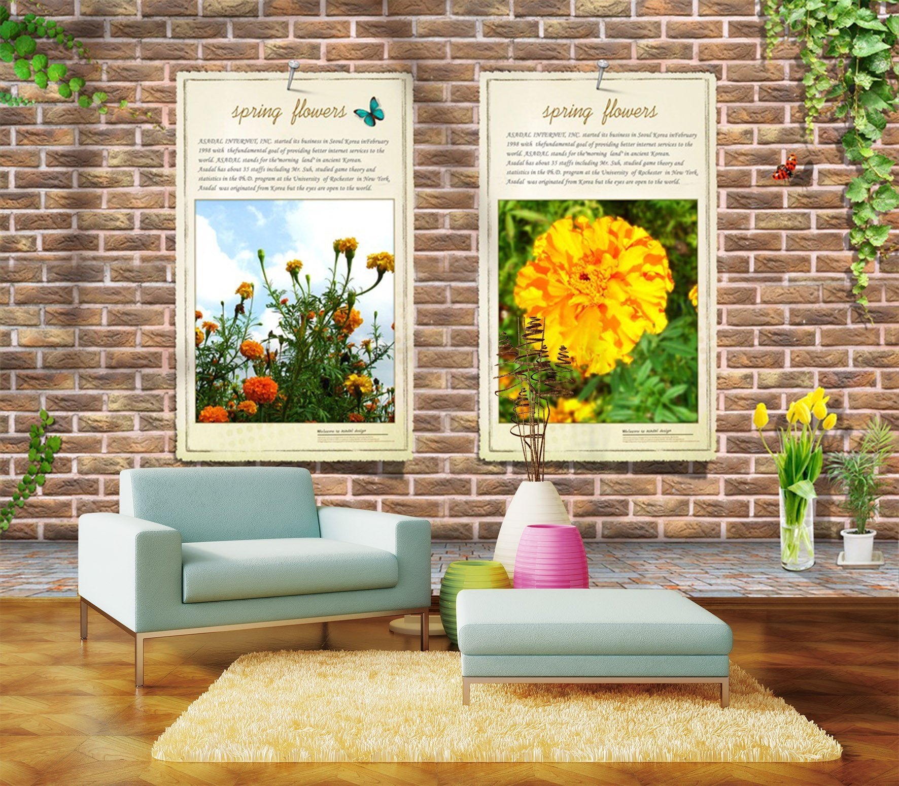 3D Yellow Flower Blossom 621 Wallpaper AJ Wallpaper