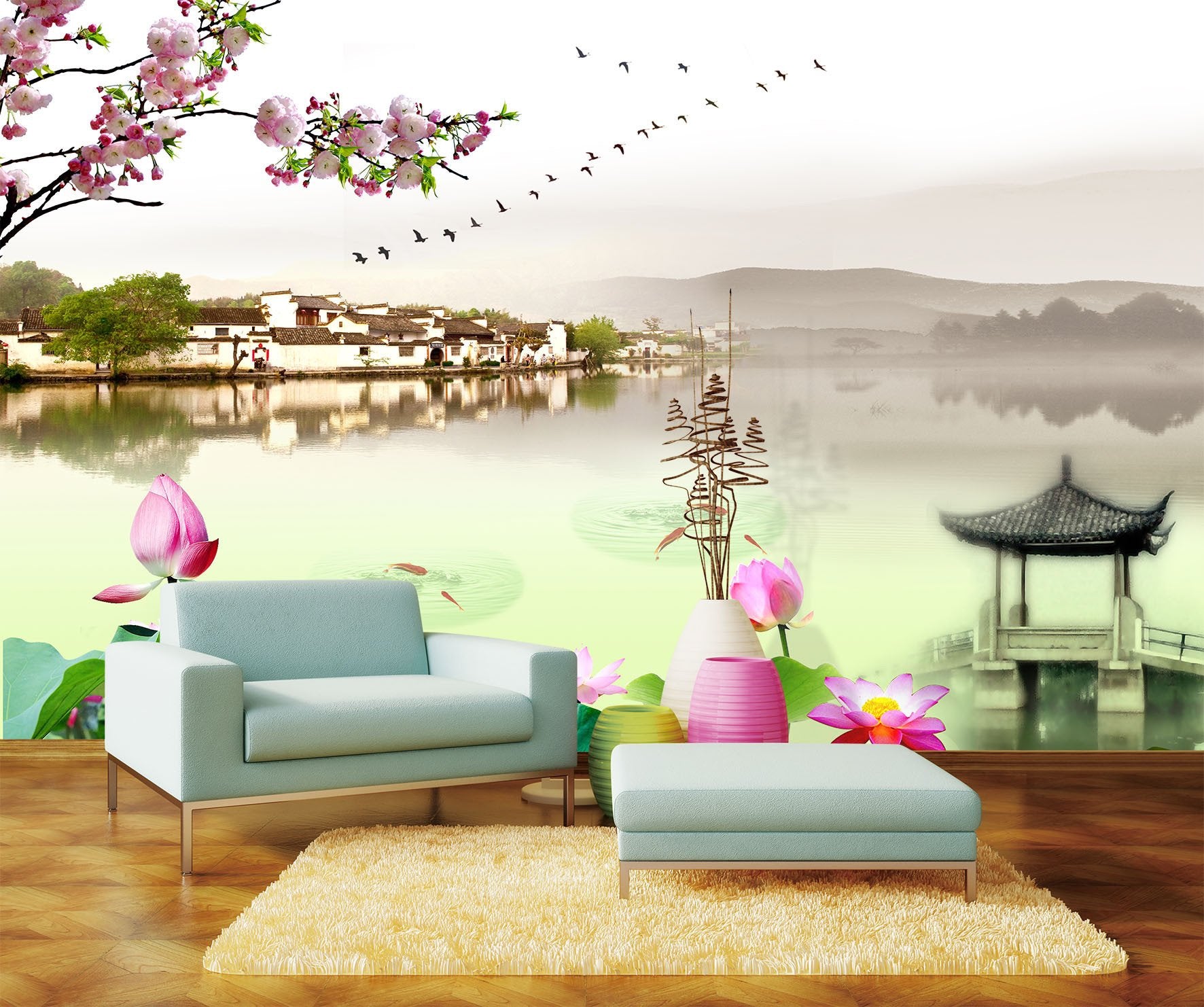 3D Water Lily River 63 Wallpaper AJ Wallpaper