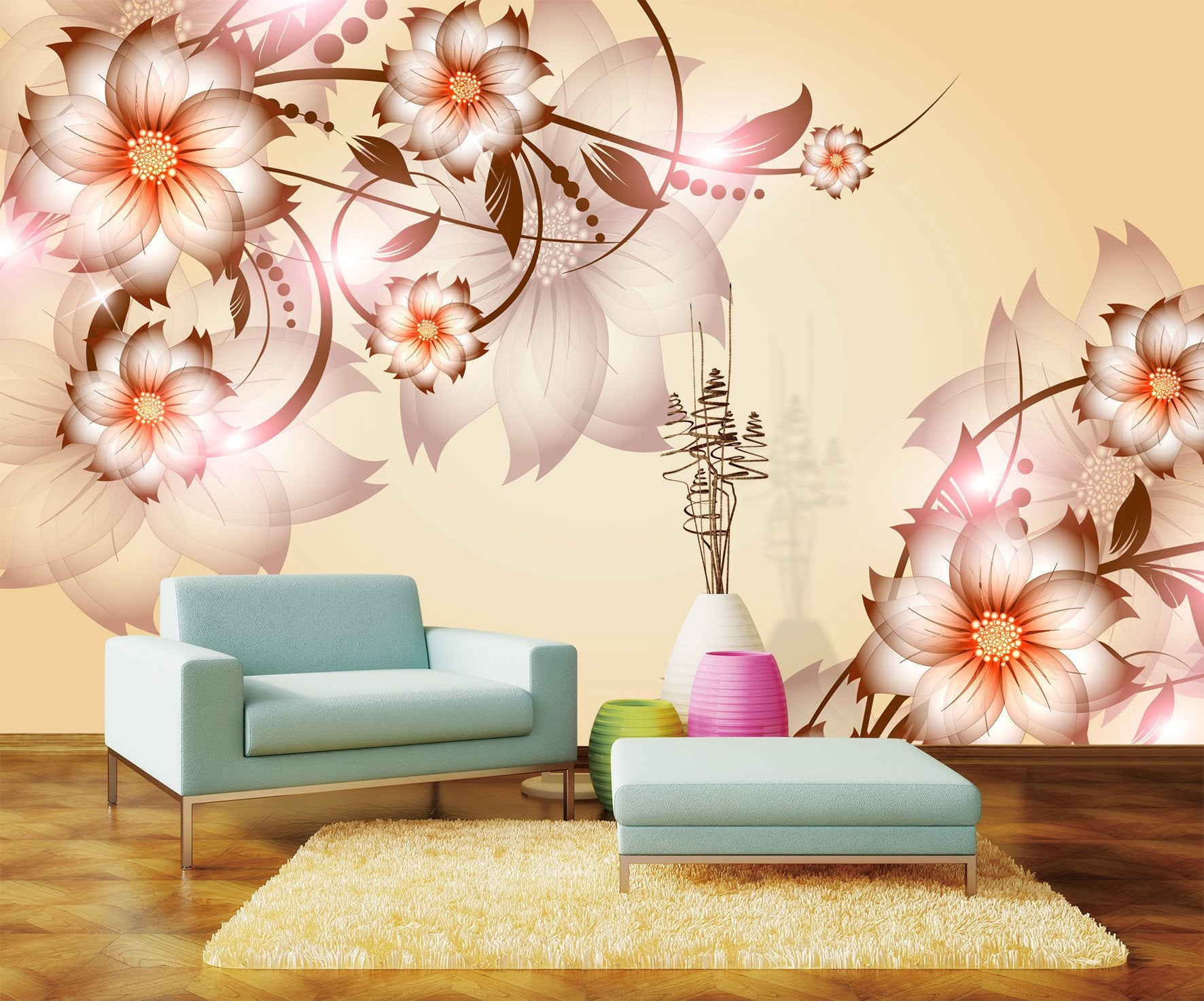 3D Branch Tulips Flower 11 Wallpaper AJ Wallpaper