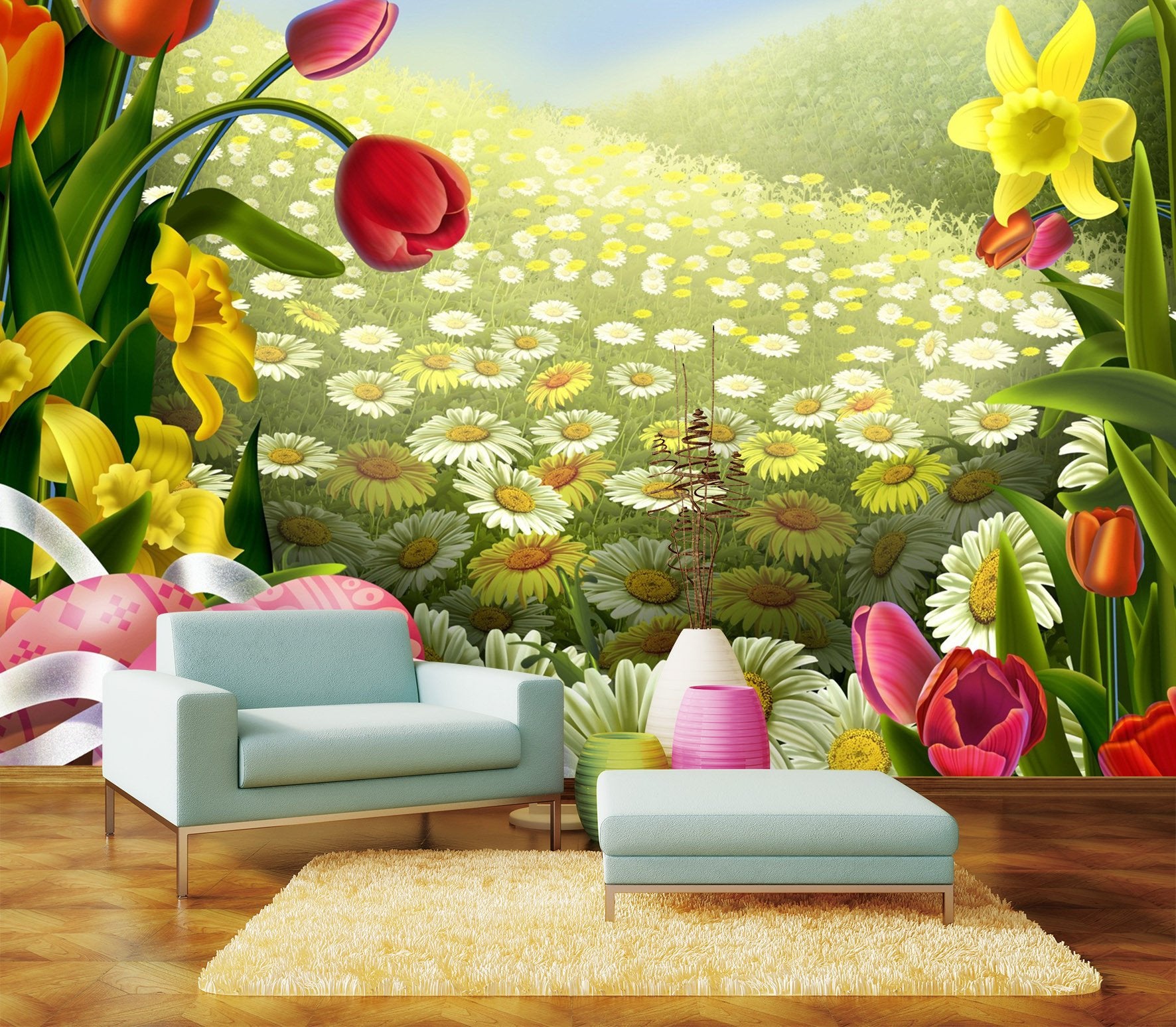 3D Sunshine Flower Manor 787 Wallpaper AJ Wallpaper