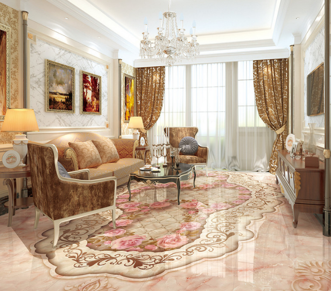 3D Pink Flower 124 Floor Mural Wallpaper AJ Wallpaper 2