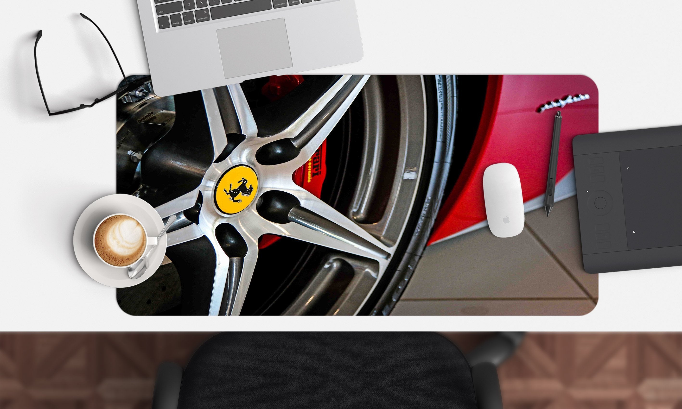 3D Car Wheel Red 151 Desk Mat Mat AJ Creativity Home