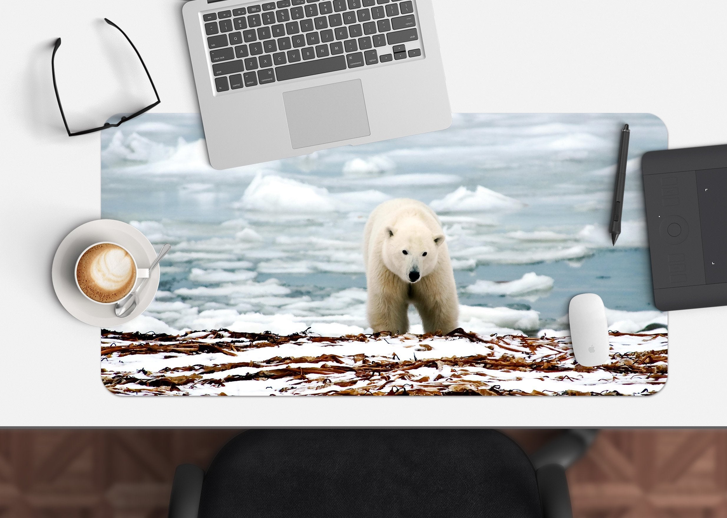 3D Polar Bear 105 Desk Mat Mat AJ Creativity Home