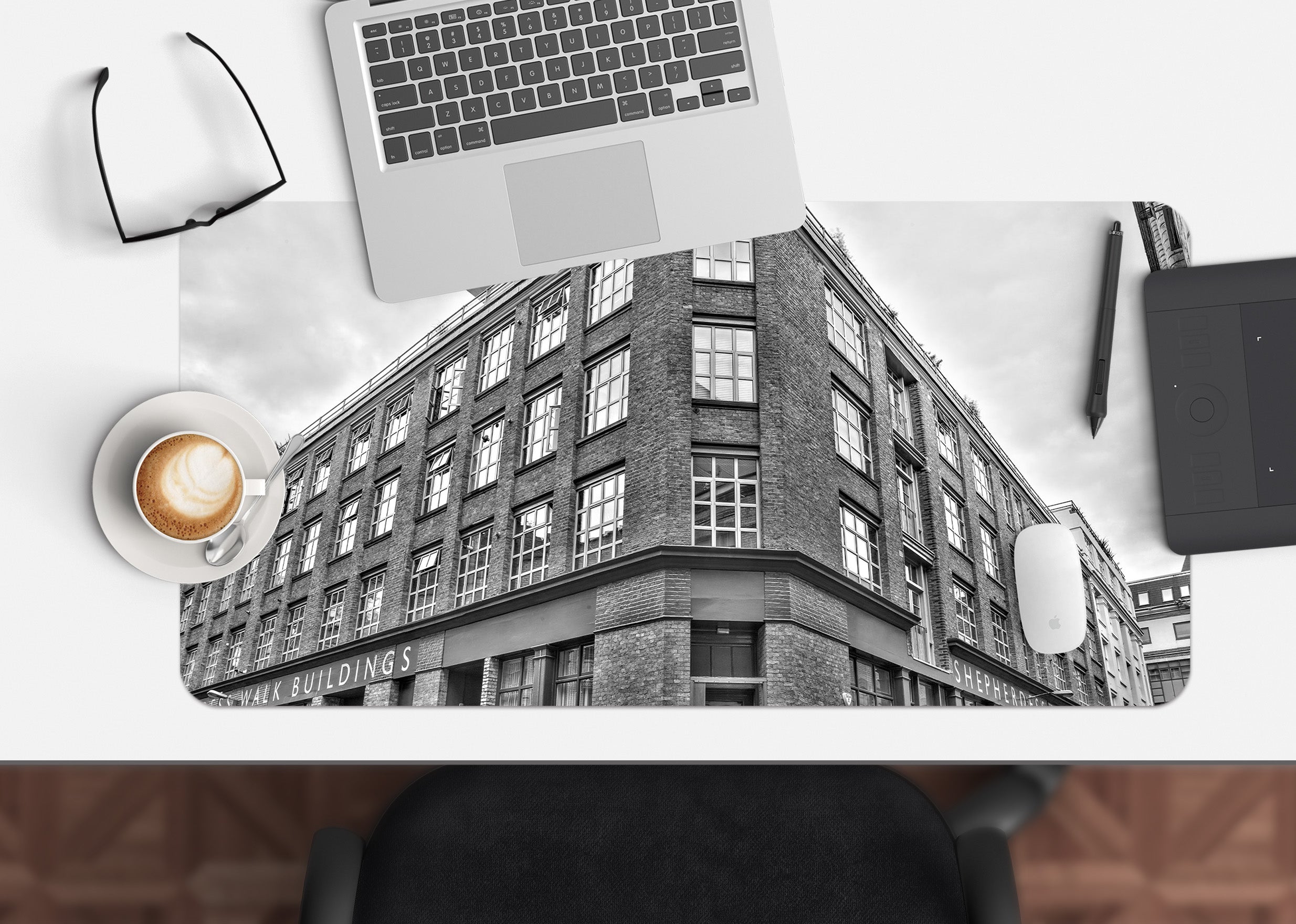 3D Gray Building 7719 Assaf Frank Desk Mat