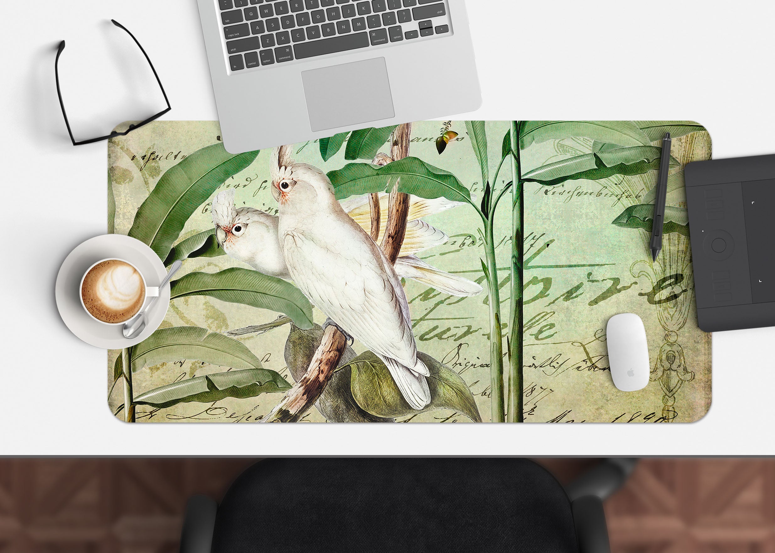 3D White Bird 5231 Andrea Haase Desk Mat